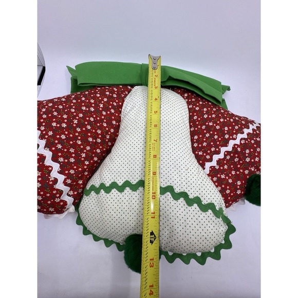 Vintage Handmade Plush Cloth Christmas Bells Bow Holiday Decorations - Picture 8 of 11